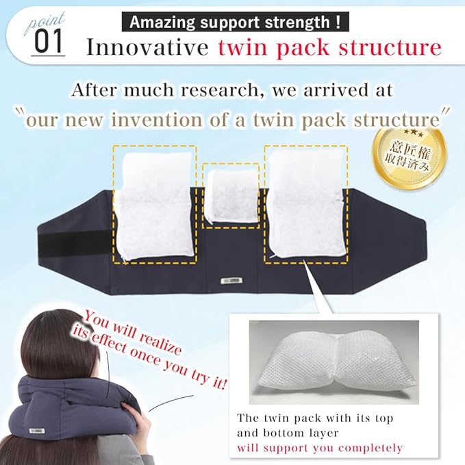 Riverland Travel Pillow Neck Pillow Strong Support Easy to Carry Compact Designed in Japan Useful in Office naps Airplane car Train for Sleeping (Olivegray)