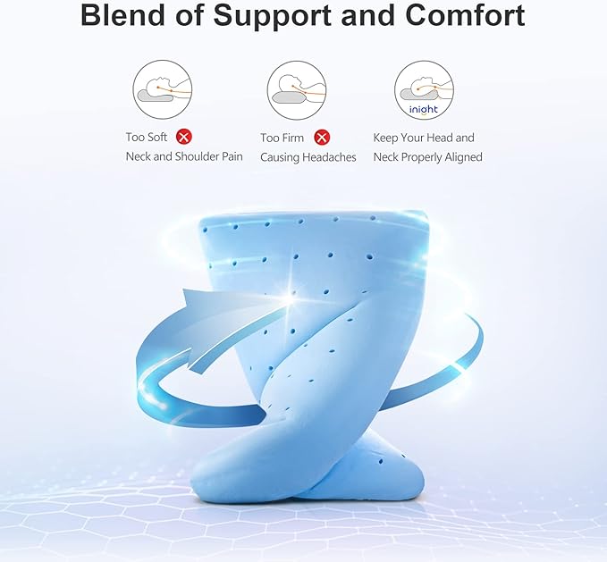 inight Memory Foam Pillows, Standard Pillows Set of 2, Foam Pillows for Sleeping, Bed Pillows for Back Sleeper & Side Sleeper Pillow, Memory Foam Pillows 2 Pack, Oeko-TEX & CertiPUR-US Certified