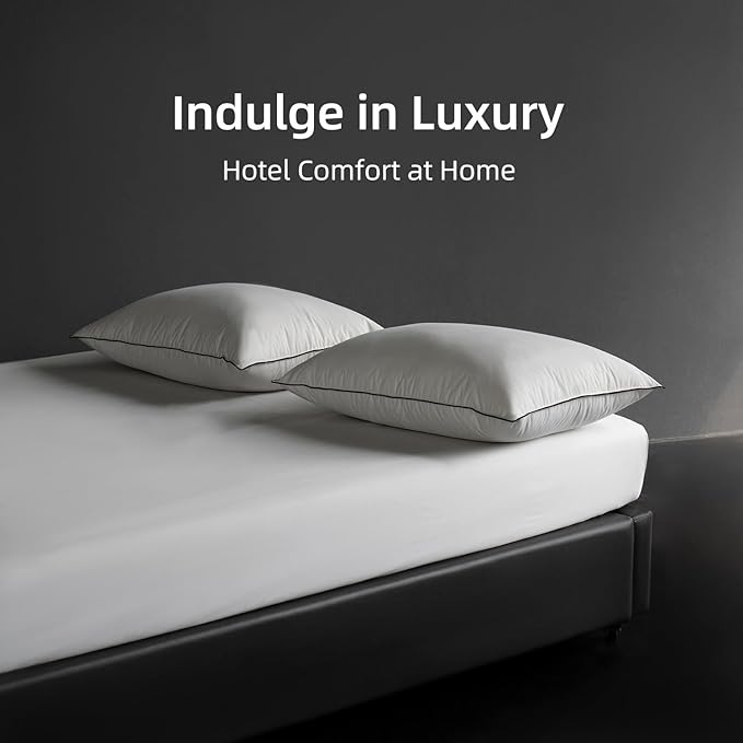 MAXICOZY Hungarian Goose Down Pillows Queen Size, Fluffy 3-Chamber Bed Pillows for Sleeping, Luxurious Soft Cloud Pillow for Back, Stomach or Side Sleepers(Queen, 1 Pack)