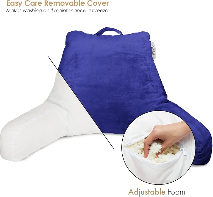 Nestl Reading Pillow for Kids, Small Bed Pillow, Back Pillow for Sitting in Bed, Memory Foam Chair Pillow, Reading & Bed Rest Pillows, Royal Blue Back Pillow for Bed, Arm Pillow with Pockets