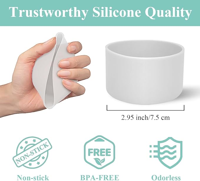 2 PCS Silicone Protective Boot for Yeti Rambler 20oz/25oz/30oz/35oz Tumbler, Anti-Slip Protective Silicone Water Bottle Bottom Boot Sleeve Cover for Yeti Tumbler [Grey+Transparent]