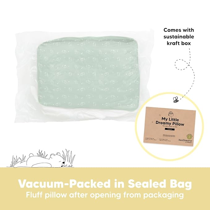 2-Pack Toddler Pillow - Soft Organic Cotton Toddler Pillows for Sleeping - 13X18 Small Pillow for Kids - Kids Pillows for Sleeping - Kids Pillow for Travel, School, Nap, Age 2 to 5 (Bunnies)