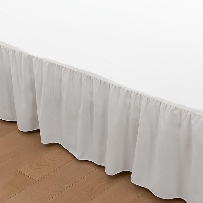 Bed Skirt Queen Size Ruffled Bed Skirt with Split Corners, 16 Inch Drop Dust Ruffle Bed Skirt with Platform, Ivory, Queen - 16" Drop