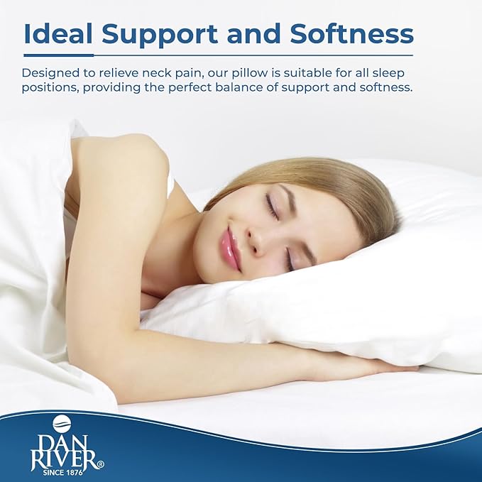 DAN RIVER Double Needle Pillows Queen (20x28), Set of 2 | White Hotel Pillows | Cooling Pillow for Side Sleepers | Back Sleeper Pillows | Best Pillows for Sleeping | Dorm Room Essentials