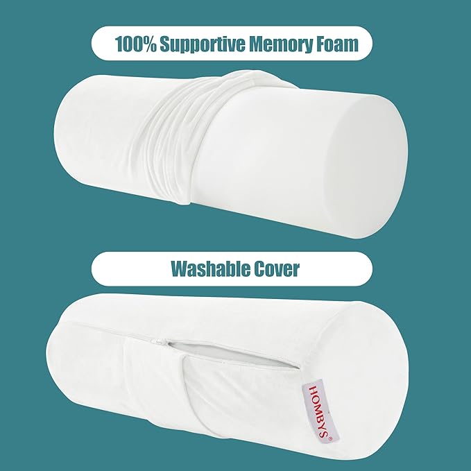 HOMBYS Memory Foam Sleep Position Training Pillow, Body Bolster Supportive Trainer Pillow for Back Sleeper Side Sleeper, Adjustable Body Pillow - White