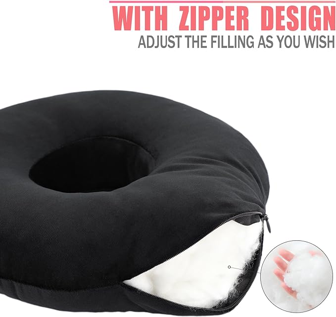 Ear Hole Piercing Pillows for Ear Pain Side Sleeping CNH Pillow Pressure Sore Pain Relief Ear Guard Protector Lifesaver Tinnitus Support Neck Head, Black Velvet