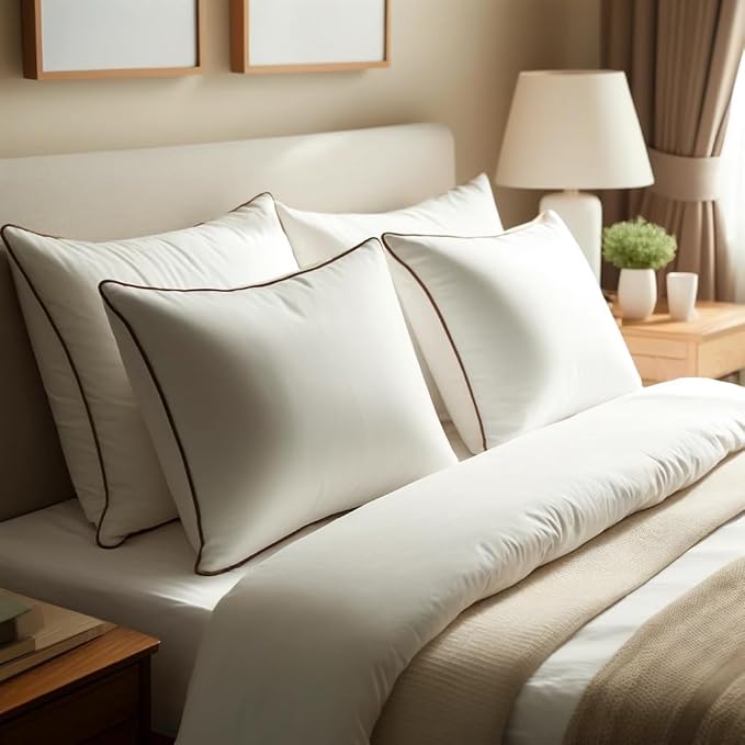 Luxury Hypoallergenic Sleeping Bed Pillows - Soft and Supportive - Premium Down Alternative Fill - Ideal for Side, Back, and Stomach Sleepers Queen Size Set of 2