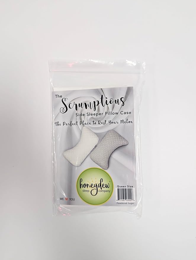 Honeydew Queen Side Pillow Case - Fits The Scrumptious and Essence Curved Pillows for Side Sleeping - Comfortable and Soft Cooling Viscose Made from Bamboo Fabric - Queen Size (Powdered Sugar White)