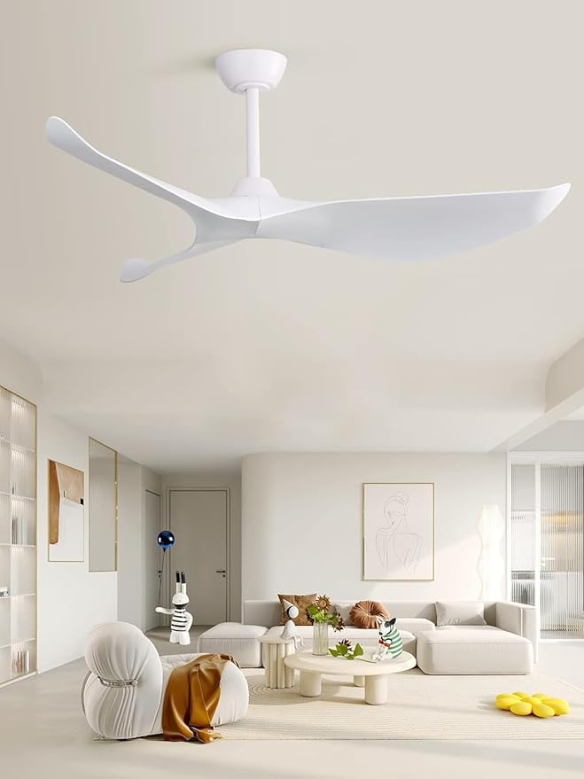 Sofucor 38 inch Ceiling Fans with Remote Control, Indoor Outdoor Ceiling Fan for Bedroom Living Room Farmhouse Patio, Modern Ceiling Fan no Light with 6 Speed Reversible Quiet DC Motor, White