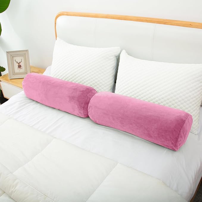 Body Pillow, Memory Foam Body Pillows for Adults Sleeping, Decorative Bolster Pillow for Bed & Couch, Long Cylinder Tube Round Pillow, 24x7.87 Inches, Set of 2 (Purple)