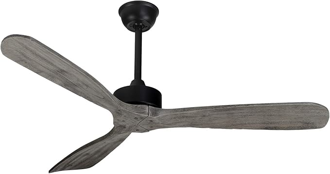 Bigzone 52" Modern Ceiling Fans Without Lights, Energy Saving DC Motor, 3 Solid Wood Blade, Ceiling Fan With Remote Control,Reversible Blades
