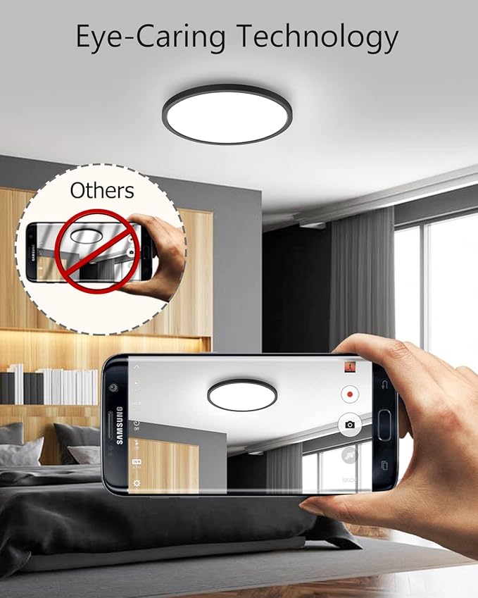 6PACK LED Flush Mount Ceiling Light Fixture Black, 9Inch 24Watt, 5000K Daylight Ultra Slim LED Ceiling Lamp for Living Room, Dining Room, Hallway,NOT-DIMMABLE