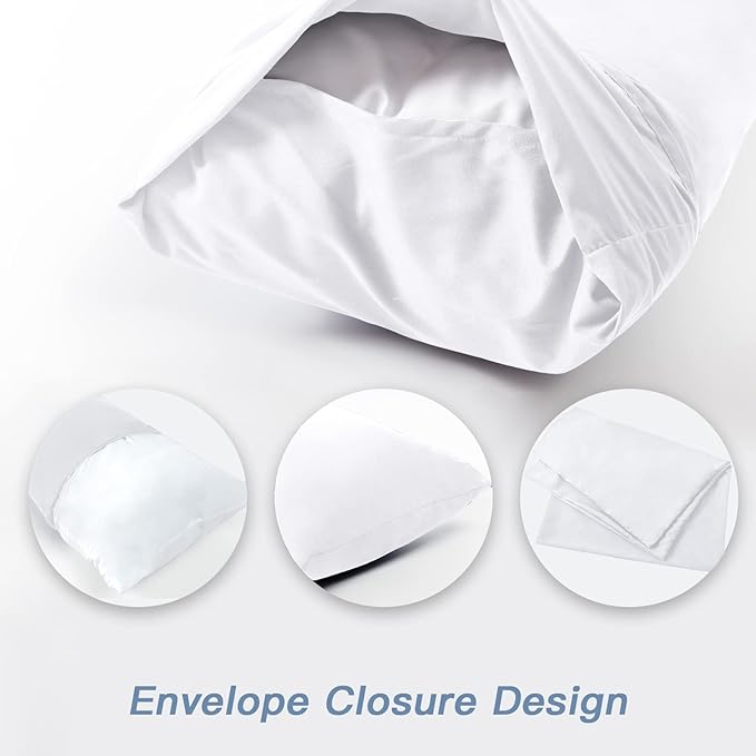 DOWNCOOL Luxury Full Body Pillow Insert with Fiber Cover - Ultra Soft Body Pillow for Sleeping - Breathable Long Bed Pillow Insert, 20"x54"(White, with Cover)
