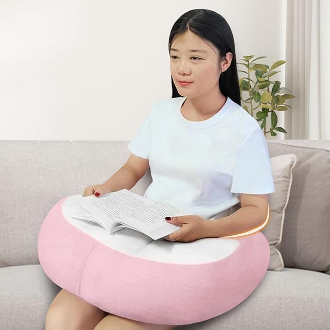Reading Pillow Lap Pillow for Reading Gaming Pillow for Arms Crochet Pillow Provides Wrist & Elbow Support Suitable for Reading Gaming Working While Sitting on The Bed Floor or Sofa （Pink）