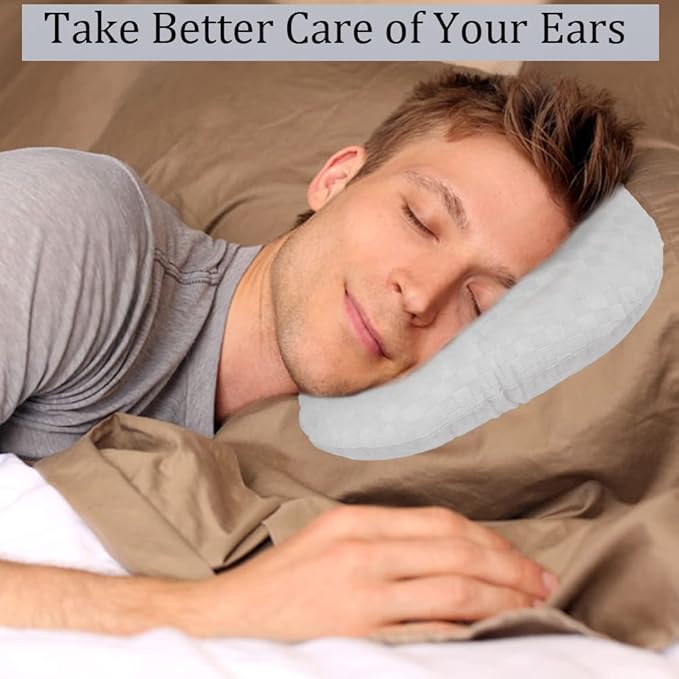 Ear Piercing Pillow for Side Sleepers, Pillow with an Ear Hole for CNH and Ear Pain Ear Inflammation Pressure Sores, O-Shaped Side Sleeping Pillow, Ear Guard Pillow