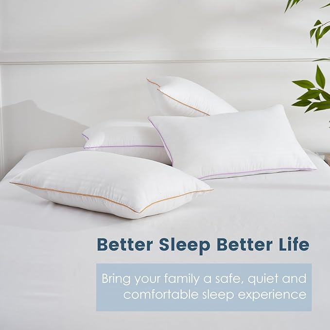 Pillows King Size Set of 4,Breathable Hotel Collection Bed Pillows for Sleeping Medium Firm Down Alternative Microfiber Filled,20 x 36 Inches