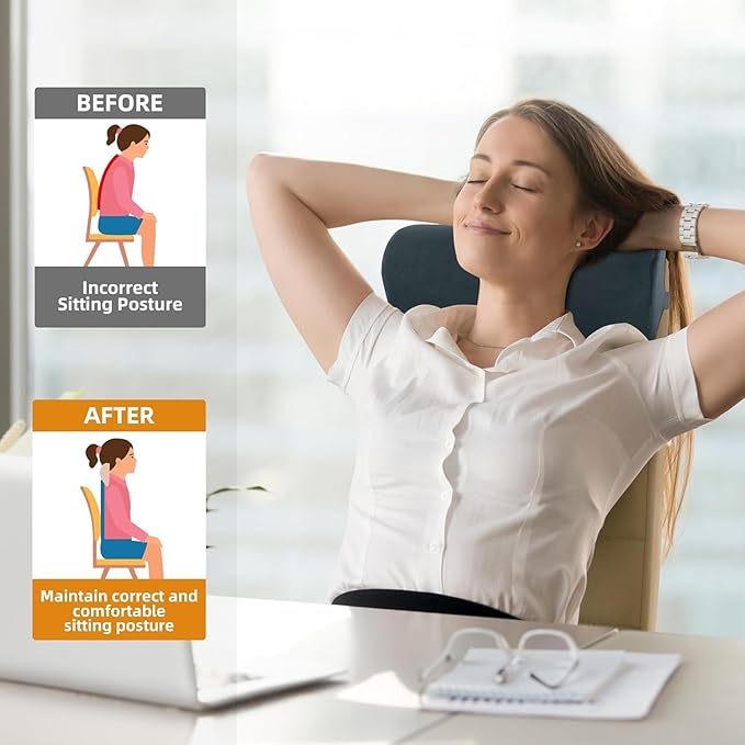 HOMBYS Cervial Recliner Neck Pillow for Pain Relief, Foam Headrest Pillow with Strap for Securing, Extra Large & Non-Slip Neck Pillow for Recliner, Sofa, Office Chair, Car, Dark Grey