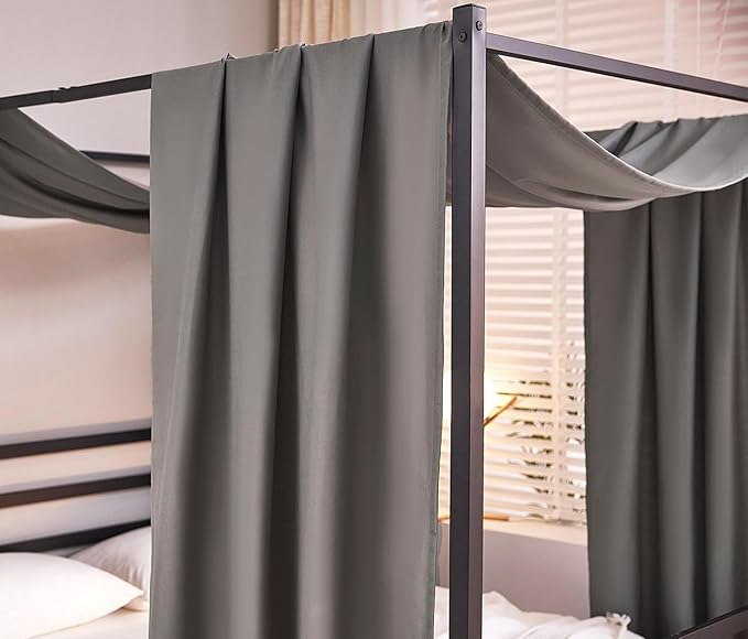Akiky Linen Canopy Bed Curtains for Kid House Bed Montessori Canopy for Nursery Bed Canopy for Kids Child Toddler Adult Room Decoration(King,Dark Gray)