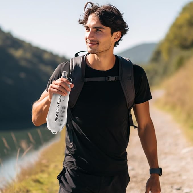 250 ml Transparent Frosted Texture Soft Flask, BPA Free, for Running, Hiking, Cycling, Folding Bottle