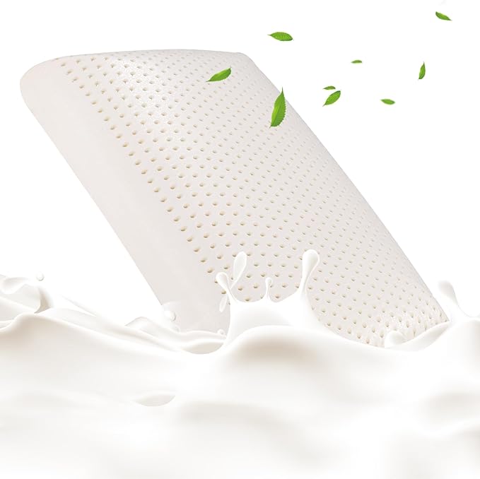SUQ I OME Slim Sleeper- Thin Latex Foam Pillow for Bed Sleeping, Firm,Low Profile for Side, Back, and Stomach Sleepers