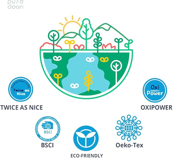 puredown®Goose Feathers Down and Fiber Pillows - Made in USA Soft Fluffy Medium Firm Hotel Pillow, 100% Cotton Cover, Luxury Bed Pillows King Size Set of 2 for Back, Stomach or Side Sleeper.