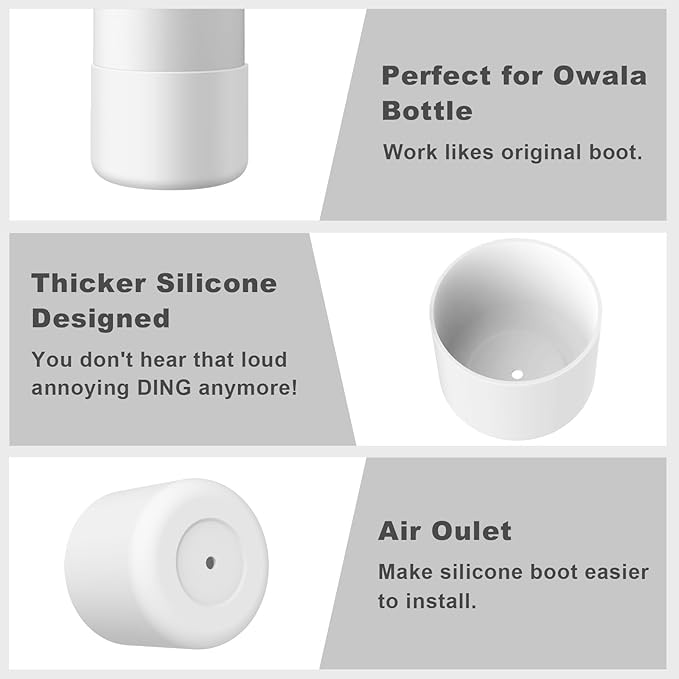 2PCS Silicone Water Bottle Boot for Owala 24oz 32oz 40oz, Protective Bottom Bumper Anti-Slip Sleeve for FreeSip, Twist, and Flip Stainless Steel Bottles, Dishwasher Safe and BPA Free