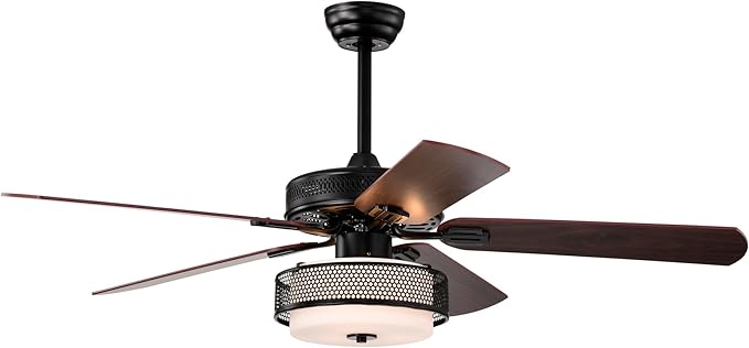 Alistair Matte Black Lighted Ceiling Fan Wooden 5-Blade with Remote
