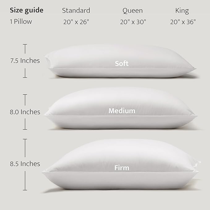 Double Stitch Luxury US White Down Pillow - Made in Canada, 400 Thread Count 100% Cotton Shell, Soft 700 Fill Power Down Bed Pillow, Soft Sleeping Pillow 3-Chamber, Queen(20" x 30")
