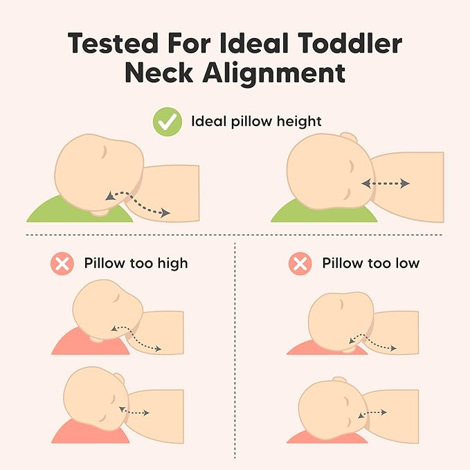 2-Pack Toddler Pillow - Soft Organic Cotton Toddler Pillows for Sleeping - 13X18 Small Pillow for Kids - Kids Pillows for Sleeping - Kids Pillow for Travel, School, Nap, Age 2 to 5 (DinoLand)