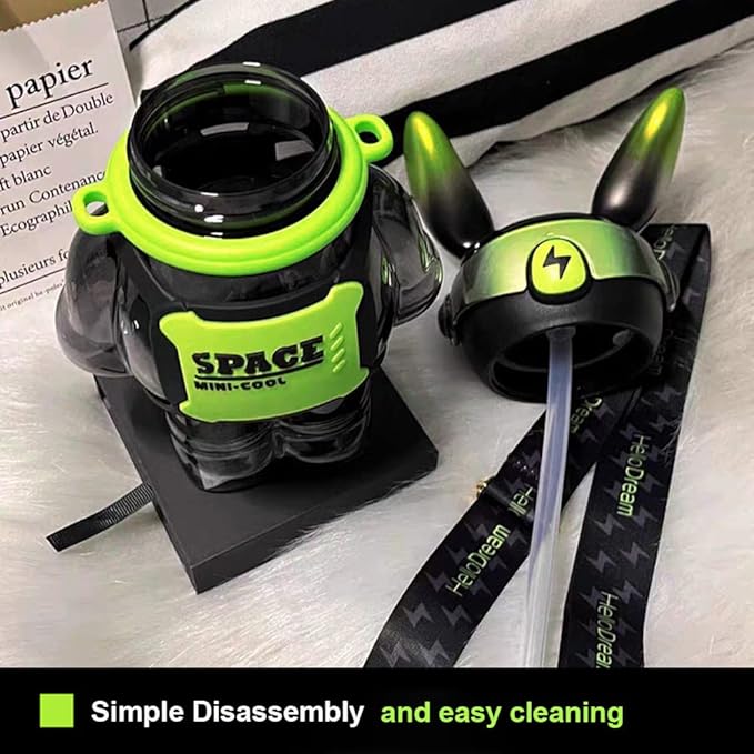 37 Oz Rabbit Water Bottle With Straw, Cool Lightning Space Rabbits Cup, Portable Outdoor Water Bottle, Suitable For Adults And Children Fitness Sports (Pink)