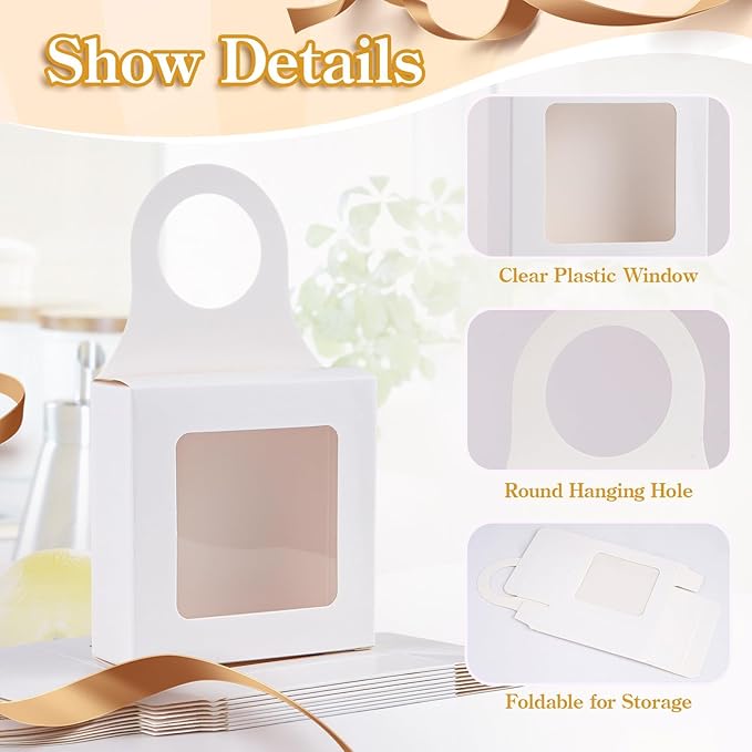 30Count Kraft Paper Wine Bottle Box with Window Hanging Foldable Boxes Wine Boxes for holding Candy Truffles Chocolate Wine Boxes for Gifts Empty Wine Bottles for Decoration Bottle Hanger Favor