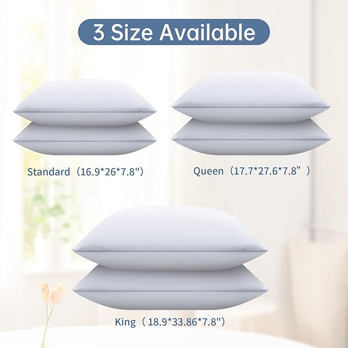 Bed Pillows for Sleeping Queen Size Set of 4,Down Alternative Filling,Pillows for Back,Stomach or Side Sleepers