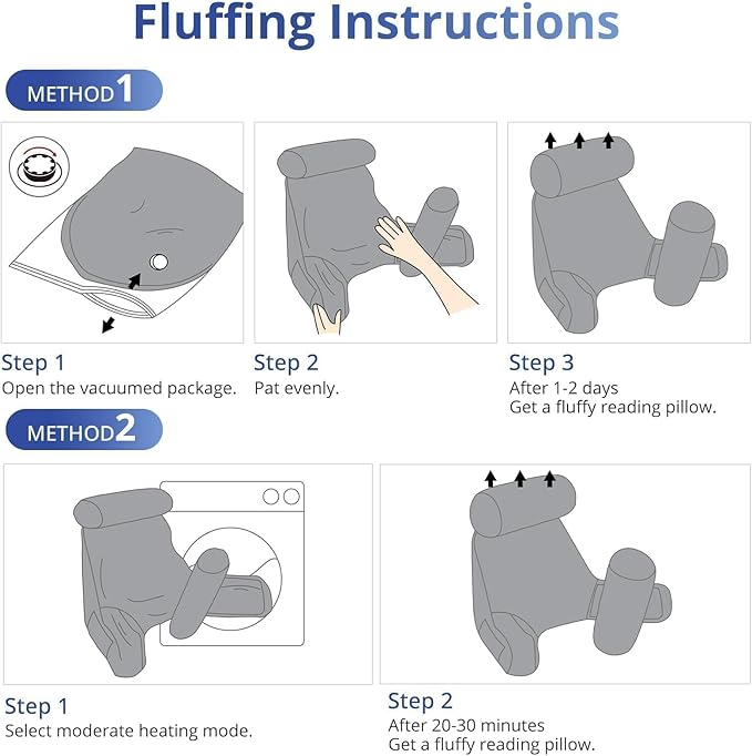 Sasttie Reading Pillow for Sitting in Bed Adult, Extra Large Back Pillow for Bed, Backrest Pillow with Detachable Head Support Cushion, College Dorm Essentials for Girls and Boys, Dark Grey