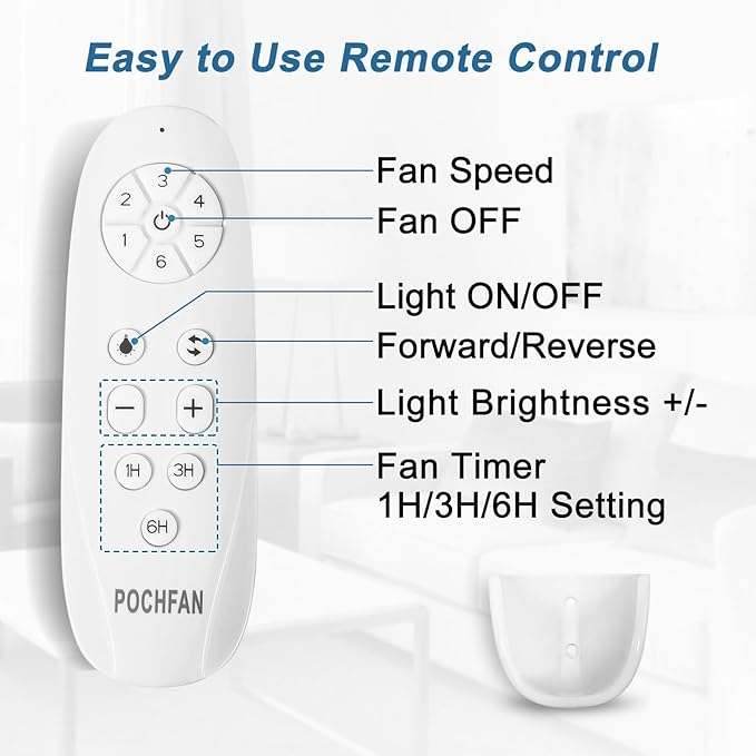 52 inch White Ceiling Fans with Lights and Remote, Wooden 5 Blades LED Modern Ceiling Fan for Bedroom, Living Room, Dining Room, 3 CCT 6-Speed Quiet Reversible