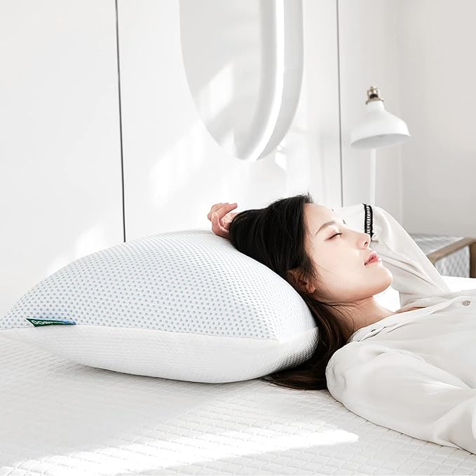 Cooling Pillow for hot Sleepers - Pillow for Side and Back Sleeper - Adjustable Bed Pillows Queen for Neck and Shoulder Pain Relief - Shredded Memory Foam Cooling Gel Pillow with Extra Fill