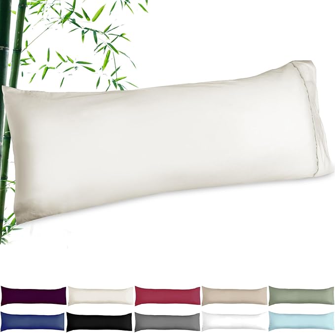 Soft Body Pillow Covers Pillowcases 60 x 21 Inch, WINKAURA Long Pillow Cover for Bed Fits 54x20 Pillow, Envelope Closure, Stylish Wrinkle and Stain Resistant,Cream Color