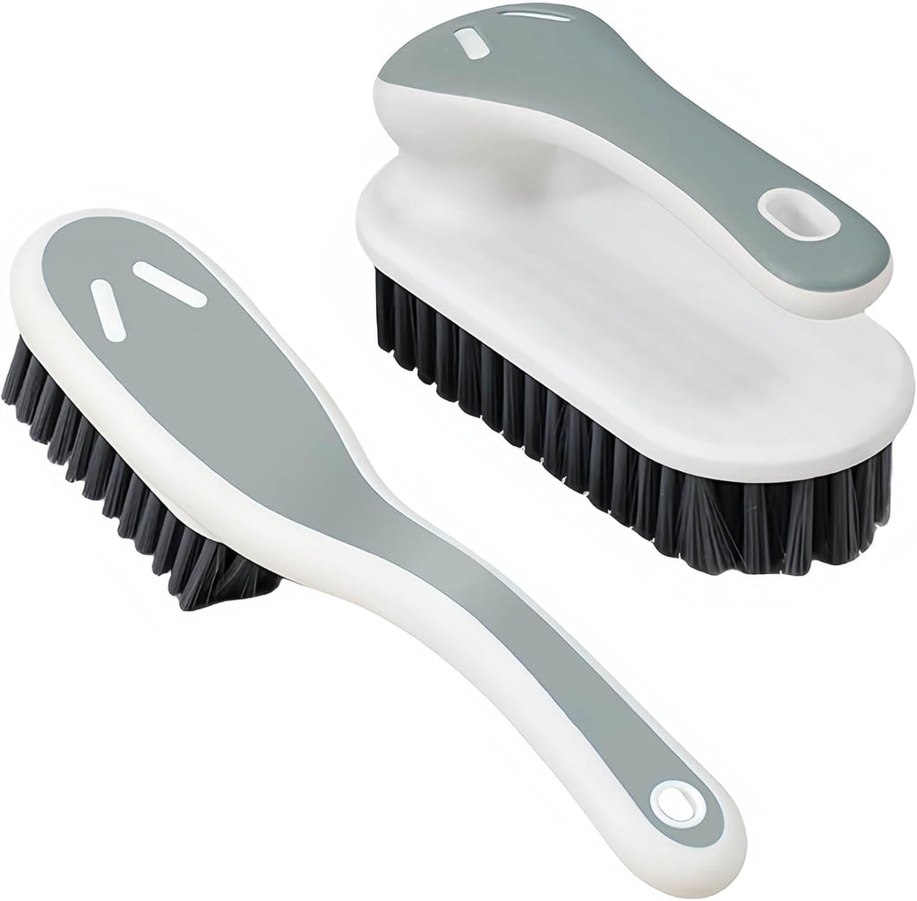 Soft Bristle Scrub Cleaning Brush Stain Remover Brush Fabric Cleaning Brush Laundry Brush Small Scrub Brush Cleaner Household Cleaning Brushes for Carpet, Clothes, Bathroom,Sneaker-2 Pack (Gray)
