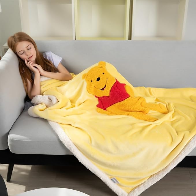 COSUSKET Kids Bear Throw Blanket, 3D Animal Embroidery Sherpa Blanket Girls Boys Gifts