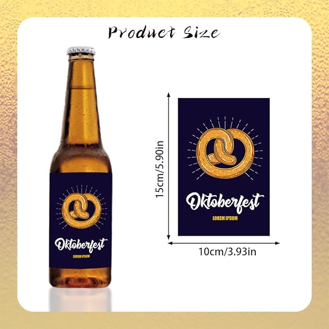 24Pcs Oktoberfest Bottle Label with German Beer Festival Bottle Sticker Labels for Beer Bottle Decoration, Oktoberfest Gift Stickers for Champagne Wine Water Bottle Decor