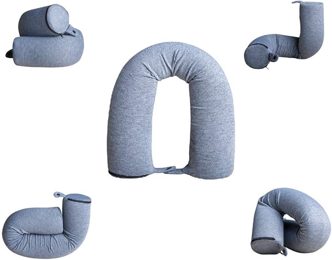 Twist Memory Foam Pillow, Adjustable, Bendable Roll Pillow, Travel Pillow on Airplanes, Bus and Train, Great for Neck, Chin, Lumbar and Leg Support, 1 Pack, Grey