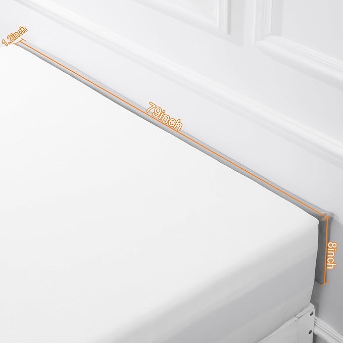 MABOZOO Bed Gap Filler Cushion, Long Thick Filler Bolster Pillow Stopper for Headboard Space Gap, Bed Mattress Extender Bed Wedge Pillow (Gray, 1.2X8X79inch)