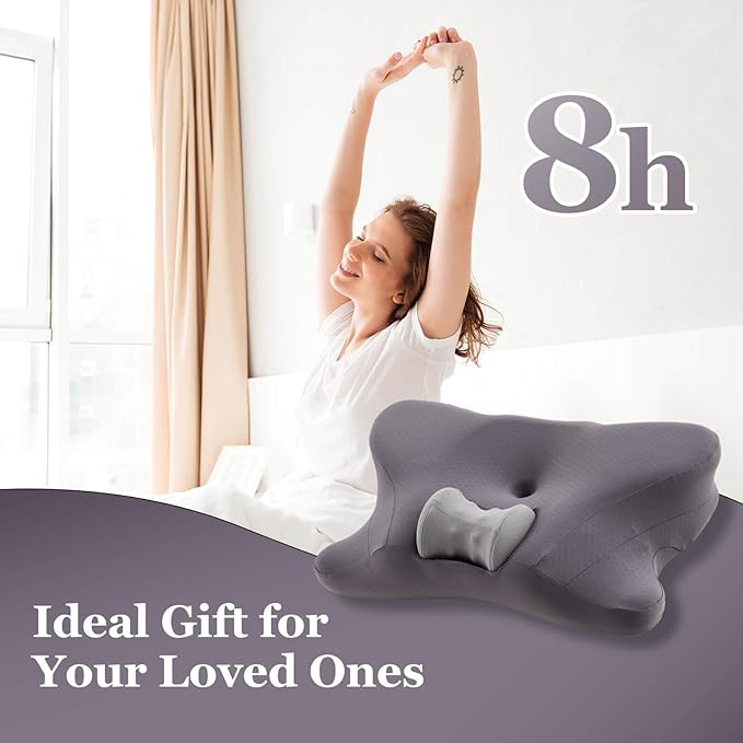 Cervical Pillow for Neck Pain Relief,Premium Memory Foam Contour Neck Pillow,Comfort Cervical Pillow for Neck and Shoulder Pain,Neck Pillow for Side Stomach Back Sleeping,Grey