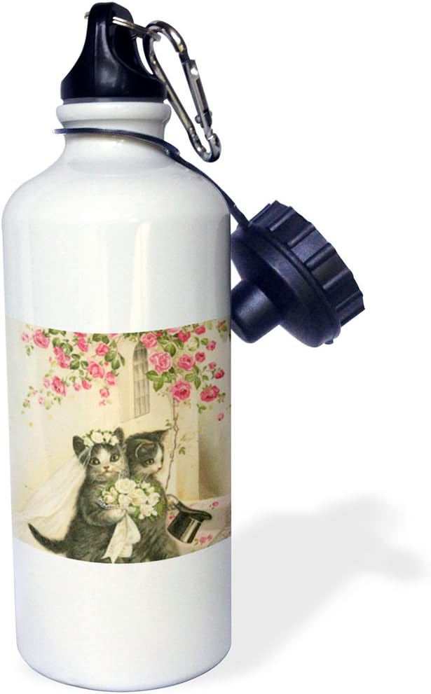 3dRose Cats Getting Married-Sports Water Bottle, 21oz , Multicolored