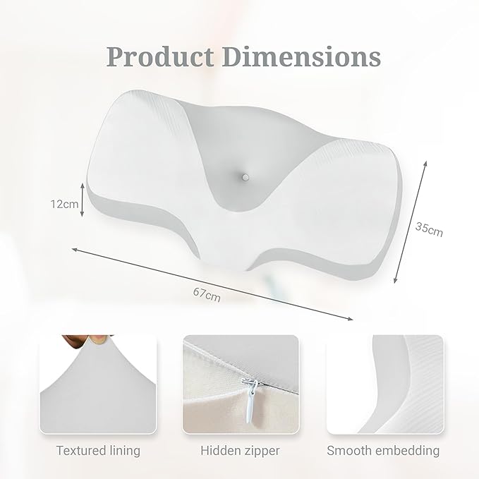 Cervical Pillow for Neck and Shoulder Pain Relief, Odorless Contour Memory Foam Pillows for Sleeping, Ergonomic Orthopedic Support Bed Pillow for Side, Back and Stomach Sleepers, [Grey]