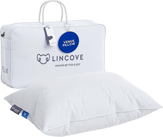 Lincove 100% European Down Venus Pillow – German Down 600 Fill Power, 400 Thread Count Shell, Made in Canada, | Luxe Collection, Queen - Soft