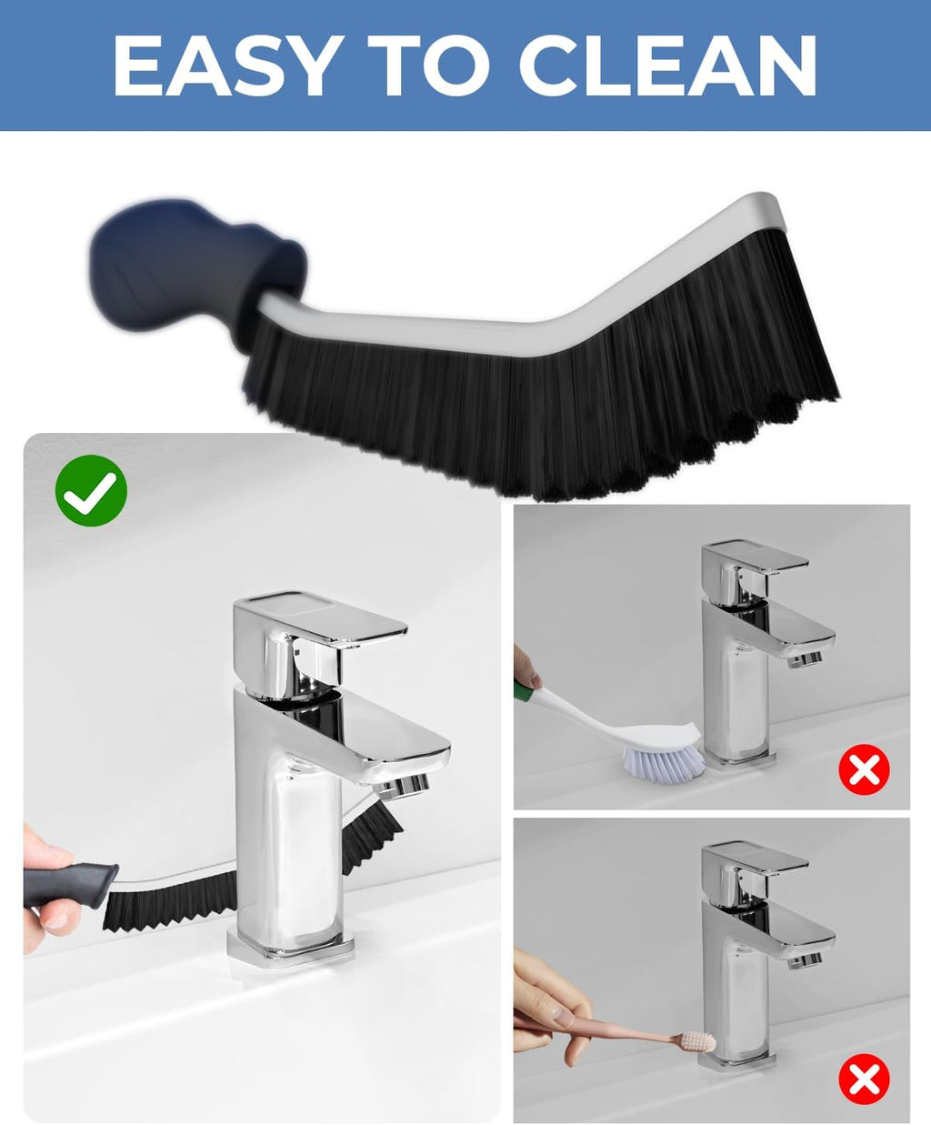 Crevice Cleaning Brushes, Cleaner Scrub Brush Tool for Hard to Reach Tight Space, Home Essentials, Serrated Scrub Brushes, Cleaning Supplies for Shower, Bathroom, Kitchen, Toilet (3, Black)