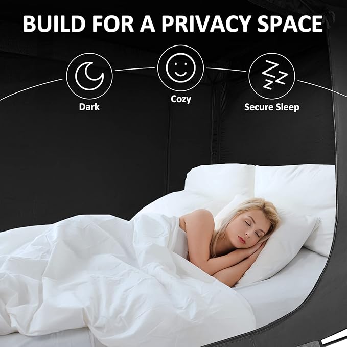 Bed Tent Bed Canopy Bunk Twin Size, Portable Sleeping Tents Dream Tents Indoor for Kids and Adult, Blackout 70% Breathable Privacy Space on Bed with Three Doors (Mattress Not Included)