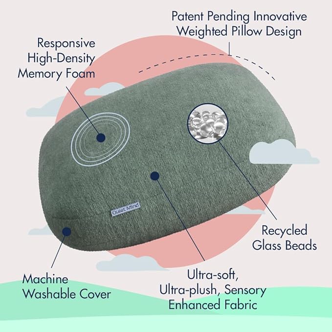 Quiet Mind The Original Weighted Pillow for Adults & Kids - (Medium, Chili Oil, 9 lbs) - Weighted Body Pillow - Alternative to Weighted Blanket - Enhanced Deep Sleep and Stress Relief - Hug Pillow