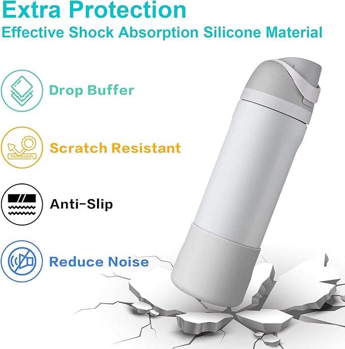 2PCS Silicone Water Bottle Boot for Owala 24oz 32oz 40oz, Protective Bottom Bumper Anti-Slip Sleeve for FreeSip, Twist, and Flip Stainless Steel Bottles, Dishwasher Safe and BPA Free