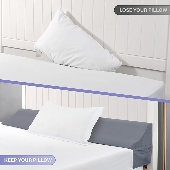 Vekkia King Size Bed Wedge Pillow for Headboard/Bed Wedge Gap Filler/Mattress Gap Filler/Wedge Pillow Headboard to Close The Gap (0-6") Between Your Headboard and Mattress, (Grey 76"x10"x7")